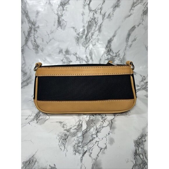 Mulholland Handbags - Mulholland Tan & Black Canvas Ladies Handbag Makeup Cosmetic Bag